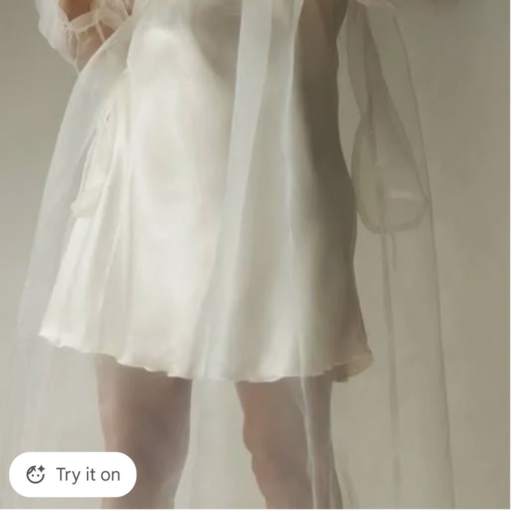 Cult Brand Et Tigre Sheer White Organza Dress in Oat - Picture 4 of 7